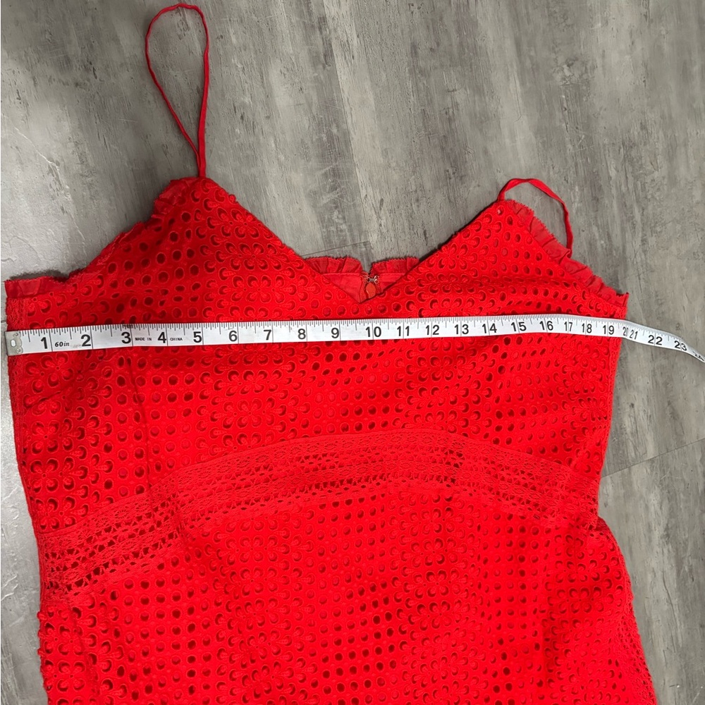 J. Crew Red Eyelet Lace Flora Mini Dress Size 14 - Picture 8 of 8